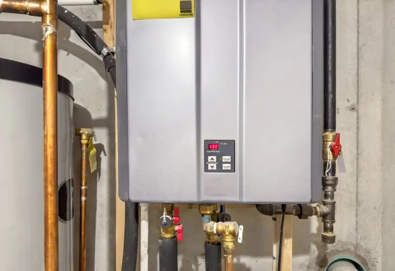 A tankless water heater in a home in Metro Atlanta